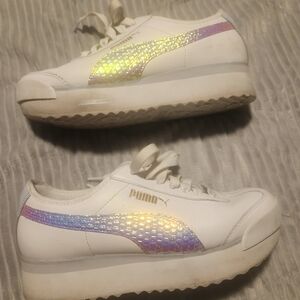 Puma White Sneakers with Iridescent Details